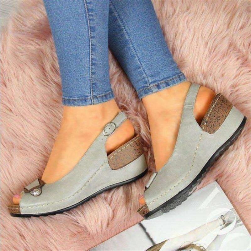 New fish mouth casual women's sandals wedge heel heightened medium heel women's shoes women's single shoes