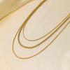 2025 summer new high-end fashion titanium steel three-layer collarbone necklace round snake chain rope collarbone chain women