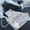 Ladies Spring and Summer Sweet Cute Sexy Jacquard Flounder Mesh Briefs