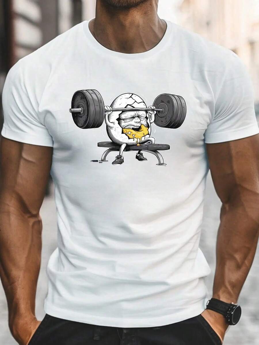 

Unisex s All-Cotton Breathable Casual T-Shirt - Fun Cracked Egg Pattern XXL