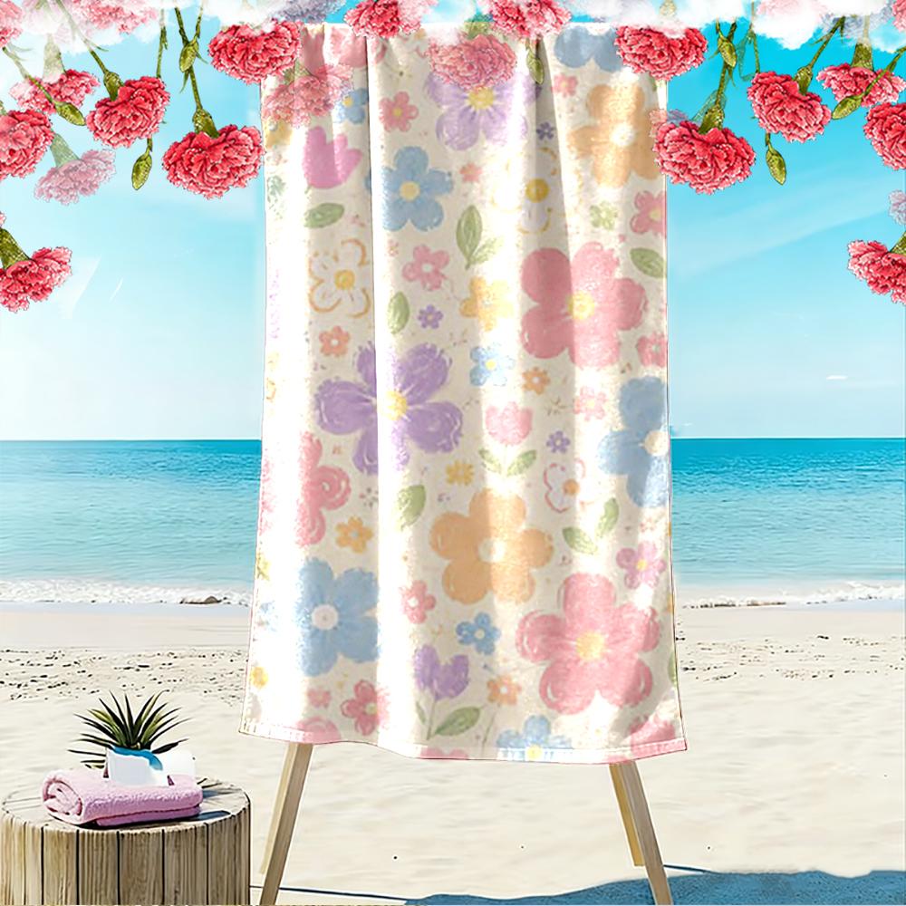 Floral Pattern Decorative Beach Towel Beach Towel Quick-drying for Travel Outdoor Sports Jogging Beach and Swimming