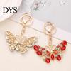 Anti-oxidation Keychain Pendant Sparkling Rhinestones Butterfly Design Key Chain with Lobster Clasp Backpacks Car Bags Decorative Accessory