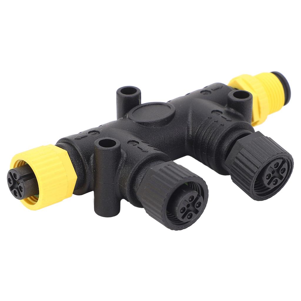 For NMEA 2000 2 Ports T Connectors IP67 Water Resistant Metal Nut M12 5 Pin Backbone Drop Cable Tee Connector for