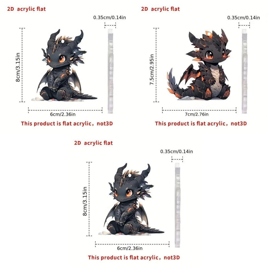 Acrylic Black Dragon Cartoon Car Charm Pendant For Stylish Vehicle Decoration