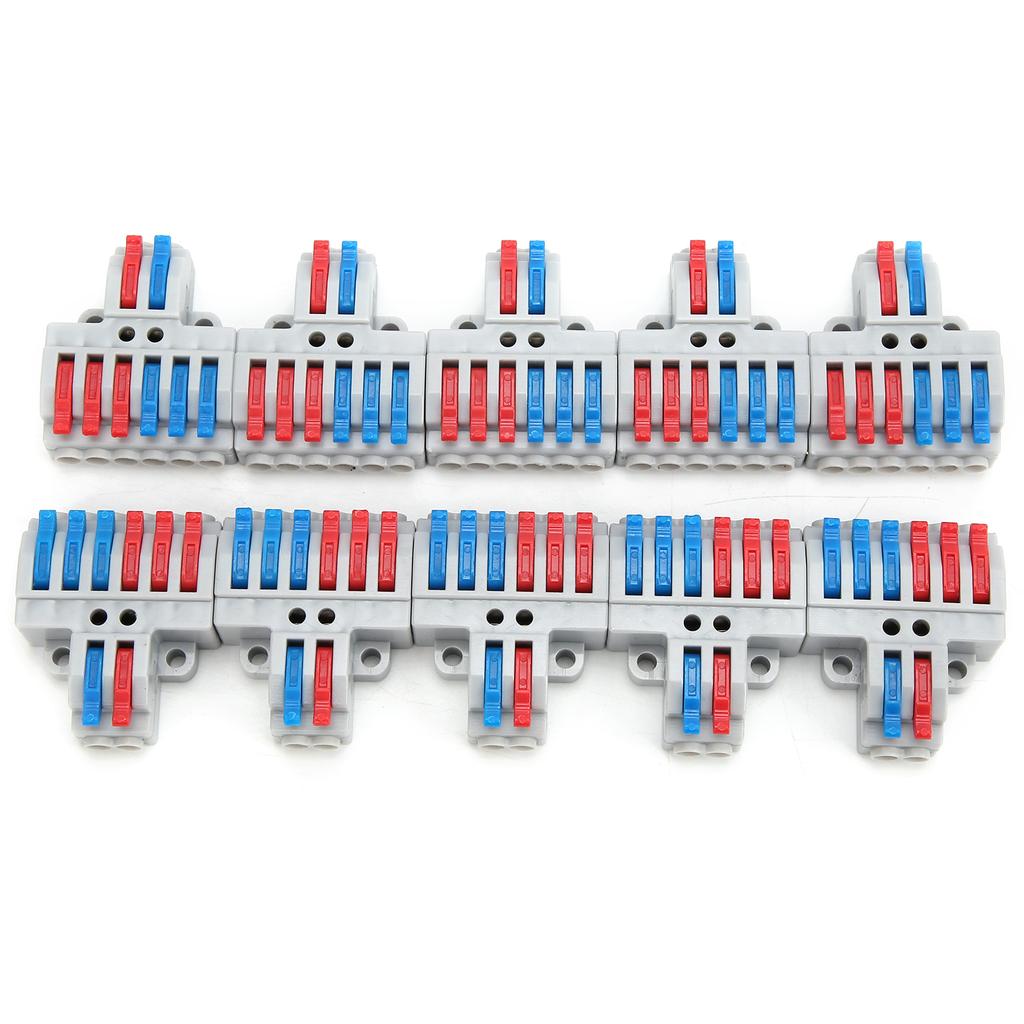 10Pcs Wire Conductor Connector 2in6out with Fixed Hole 4mm Splitter Fast Terminal Block 600V
