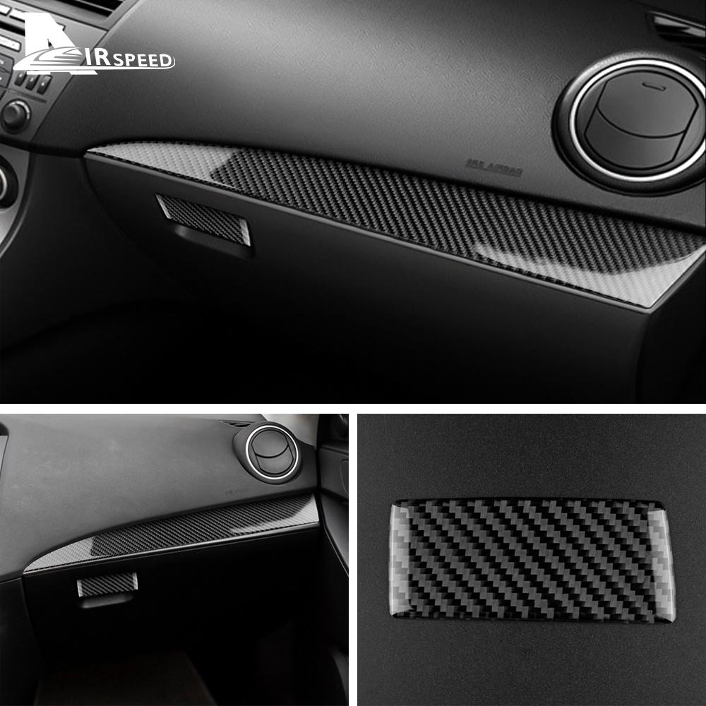 Real Soft Carbon Fiber For Mazda 3 2010 2011 2012 2013 Co-pilot Dashboard Holder Trim Interior Cover Sticker Car Accessories