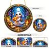Halloween Acrylic Flat 2D Decoration with Cartoons, Witch Hats and Colorful Flower Pendants - Gifts for Family , for Homes, Gardens and Courtyards
