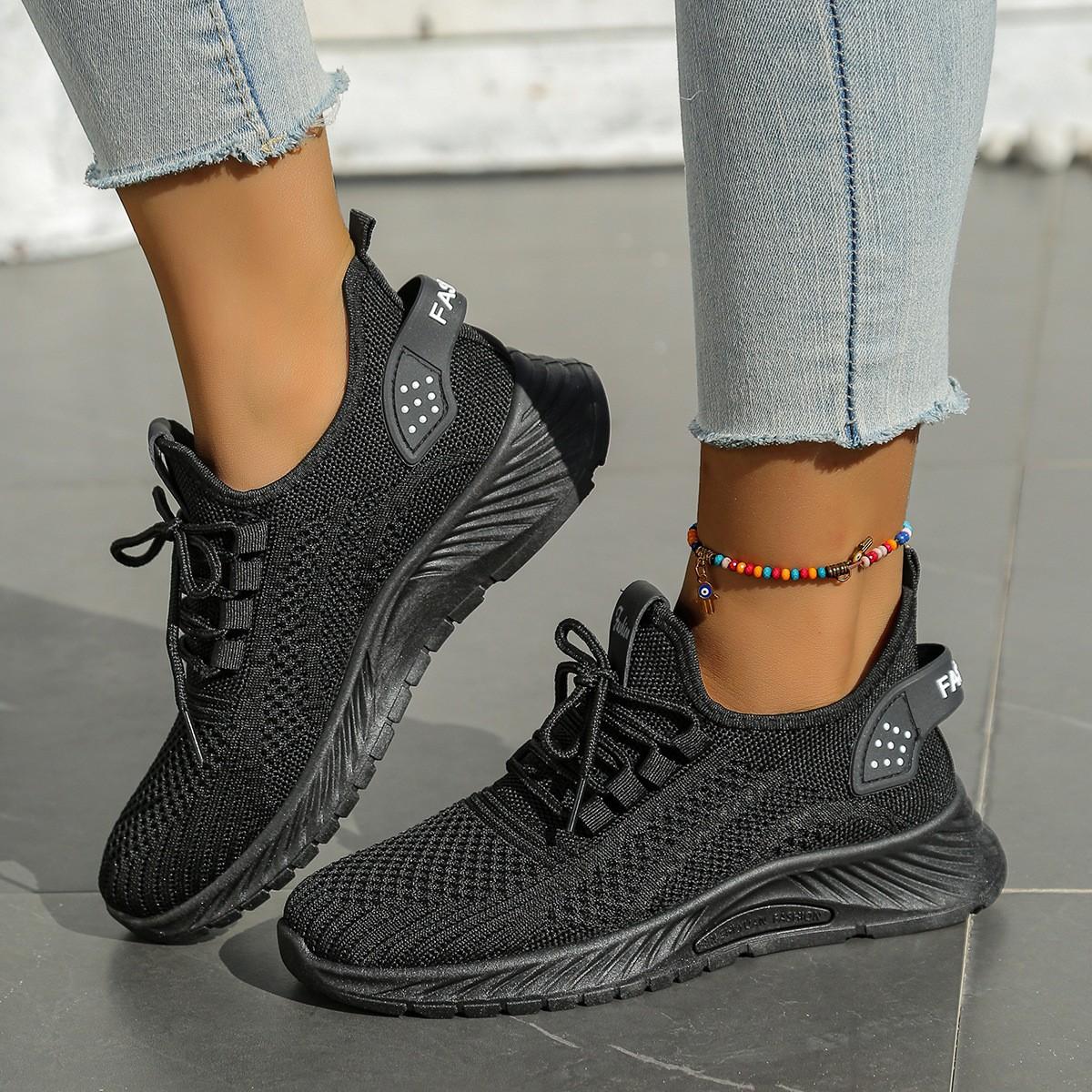 

Large size fly-woven versatile shoes children s summer fashion casual sports shoes mesh single shoes women s shoes 36 чорний