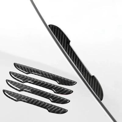 4/8pcs Car Door Protective Sticker Strip Carbon Fiber Look Anti-Collision Protector Car Door Edg Scratch-resistant Stickers New