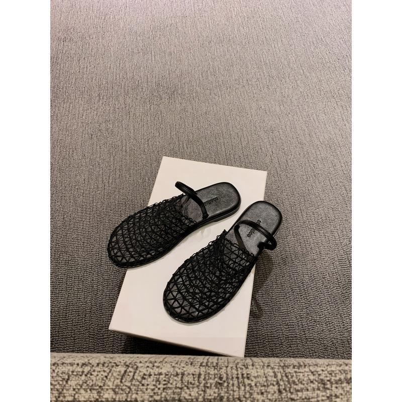 

Hair, summer night~ fashionable hollow bag head with beach flat bottom half slippers woman 35 чёрный