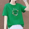 100% Pure Cotton Korean Style Plus Size Women's Short-Sleeve Round Neck T-Shirt