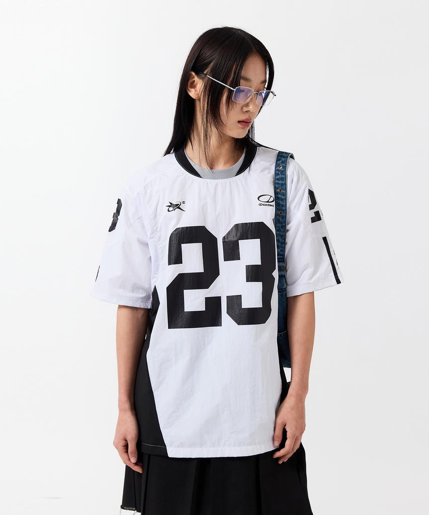 ODDSTUDIO Sporty Nylon Football Oversized T-Shirt - White
