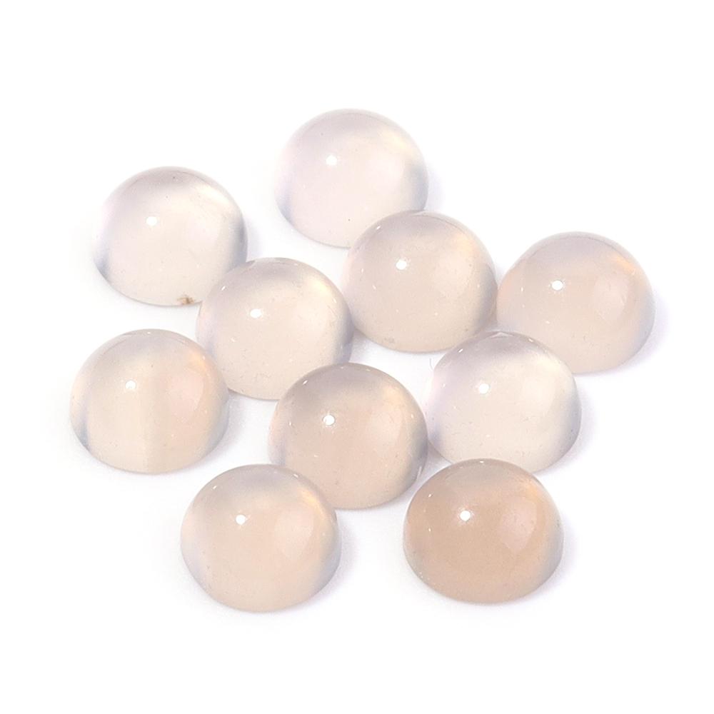 

LOULEUR 5-10pcs 4-25mm Gray Round Natural Stone Cabochons Flat Round Bulk Crystal Quartz Cabochon Cameo Jewelry Settings Base