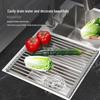 Gray Zhaoran Foldable Stainless Steel Kitchen Sink Dish Drainer with Knife Holder