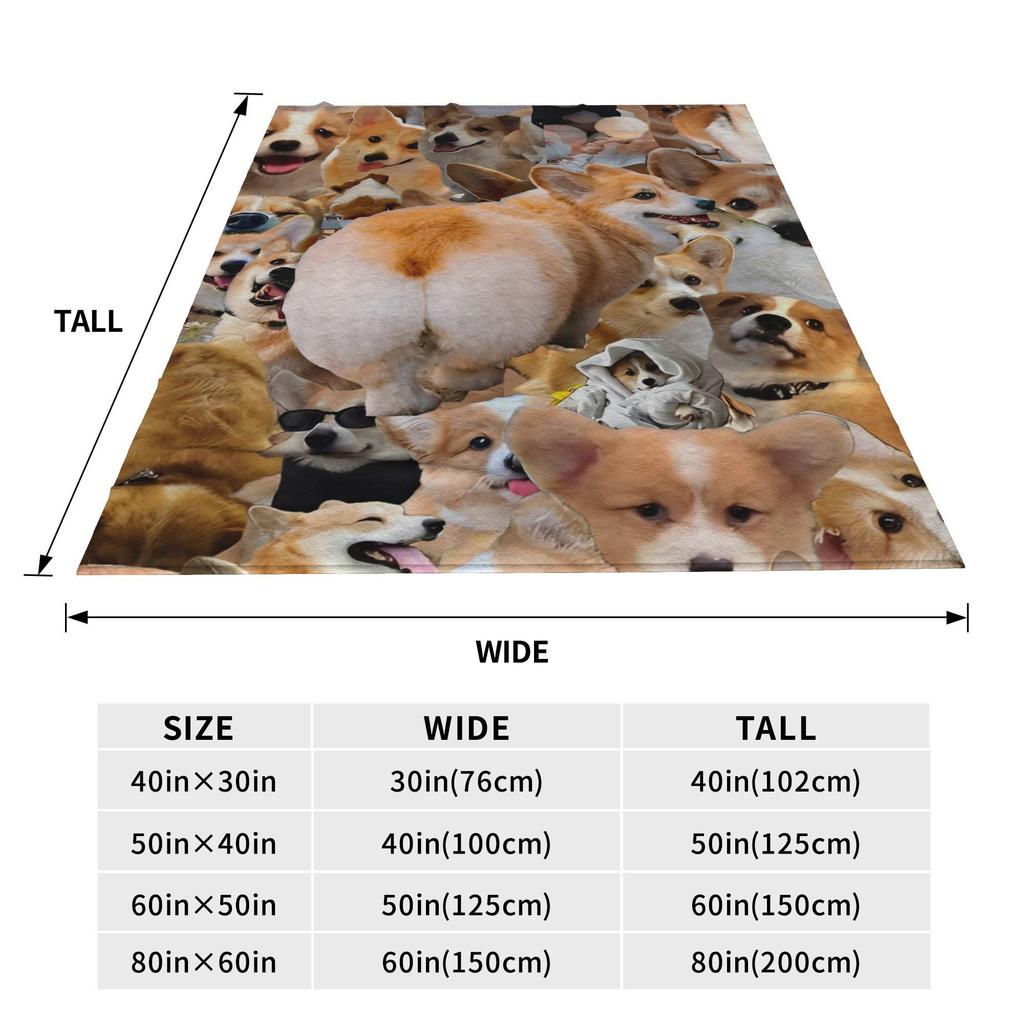 Corgi Dog Blanket  Airplane Travel Flannel Throw Blanket For Couch Bed Warm Soft Custom Quality Bedspread Gift