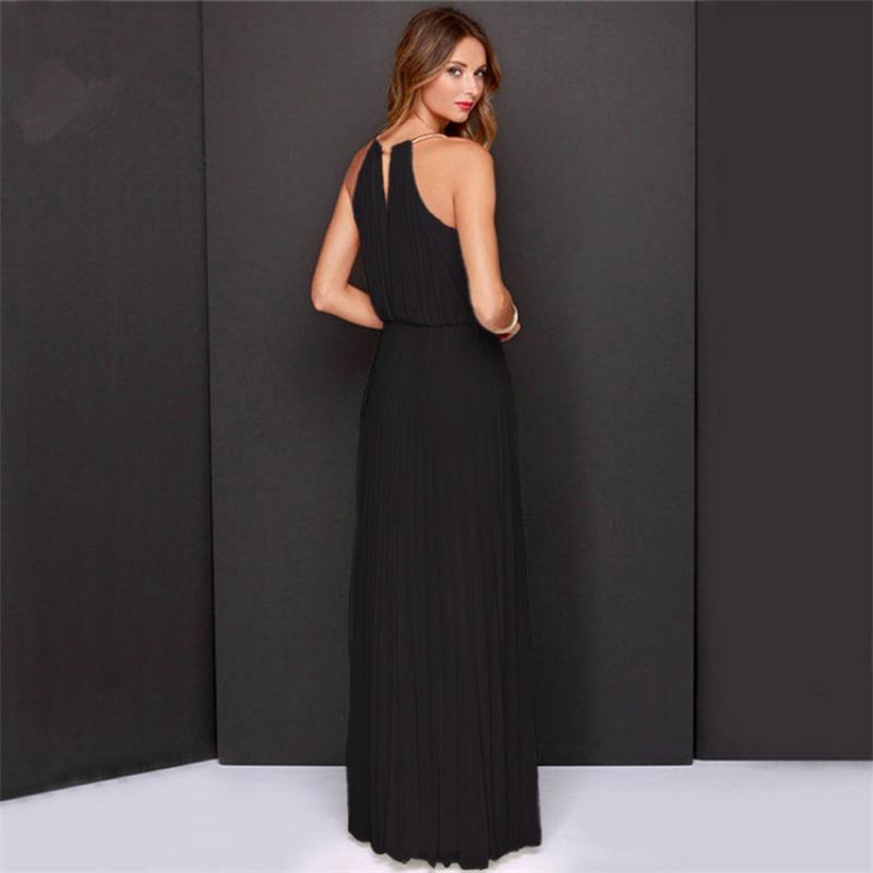 Fashion Elegant Sleeveless Pleated Sexy Long Dress Casual Simple Solid Color Women A-line Party Maxi Dresses Off Shoulder Clothing