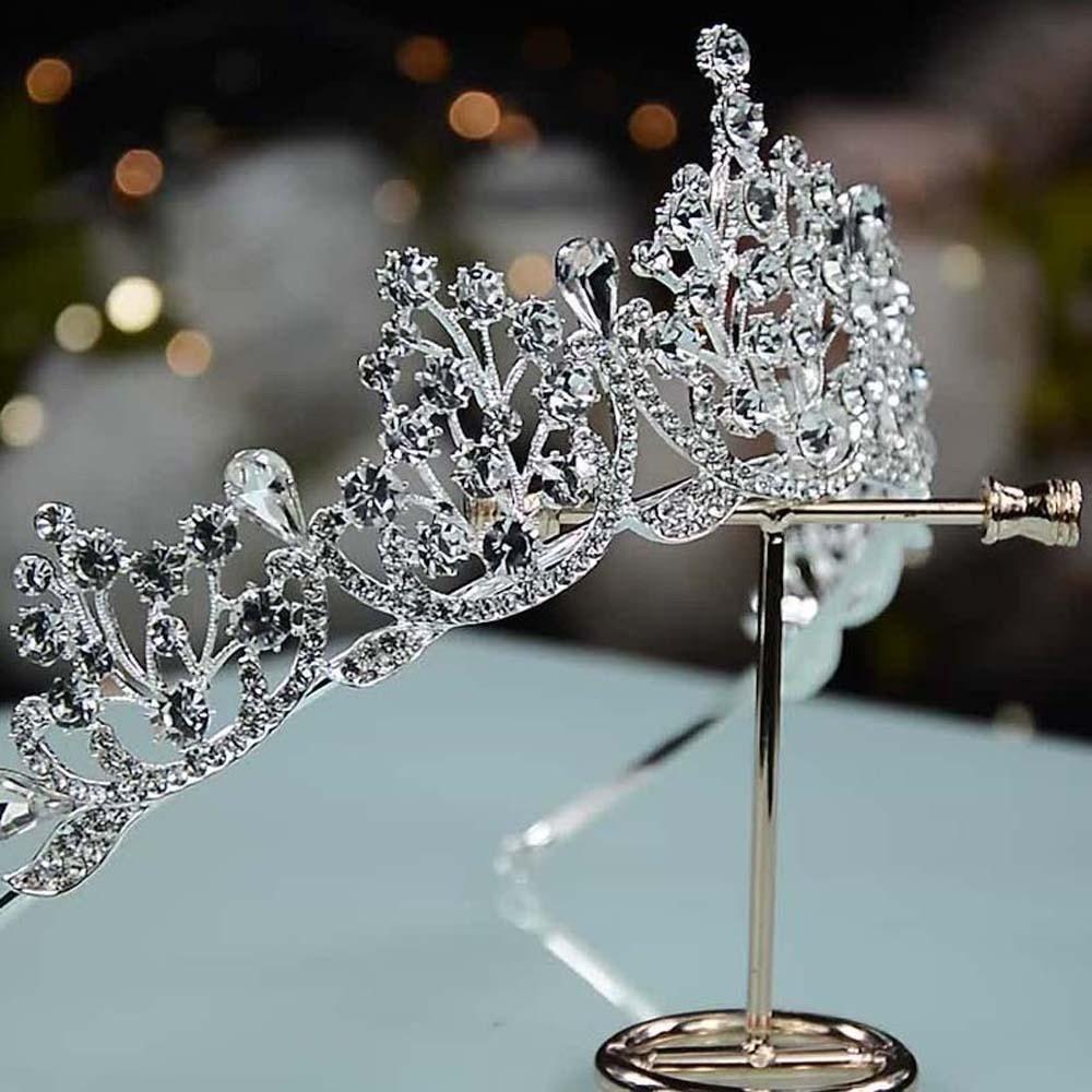 Shiny Silver Floral Crown Elegant Princess Rhinestone Tiara Crown Hair Accessory  Photography Props