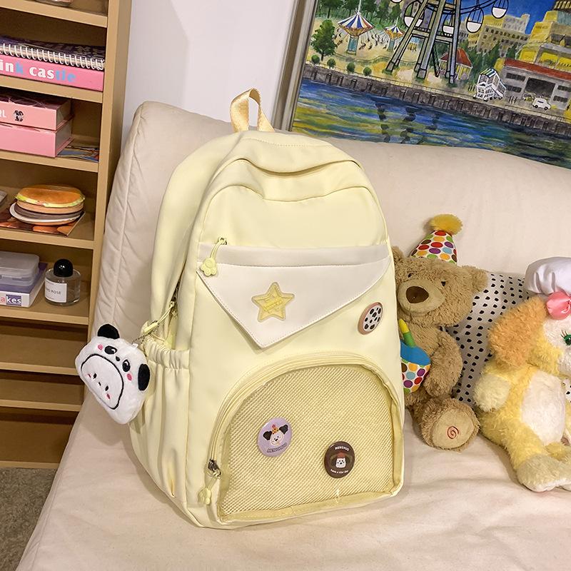 schoolbag, female college student, Japanese transparent pain bag, backpack, large-capacity high school student travel backpack