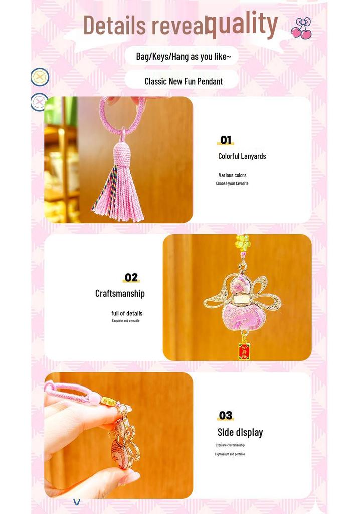 Creative Chinese Song Brocade Butterfly Gourd Keychain with Tassel: Good Luck and Wealth Pendant