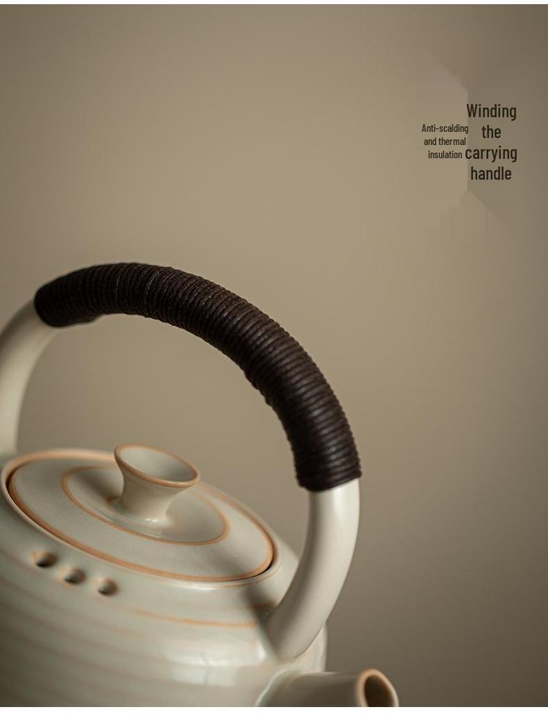 Clay Tea-Boiling Set: Charcoal Stove & Side-Handled Pot for Outdoor & Household Use.