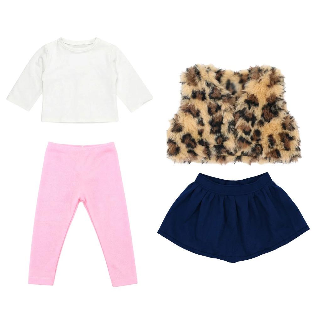 4Pcs Doll Clothes Skirts Vests Boots,Cute Daily Autumn/Winter Set For 43CM Baby Doll&18Inch American Doll Accessories,Girl Toys