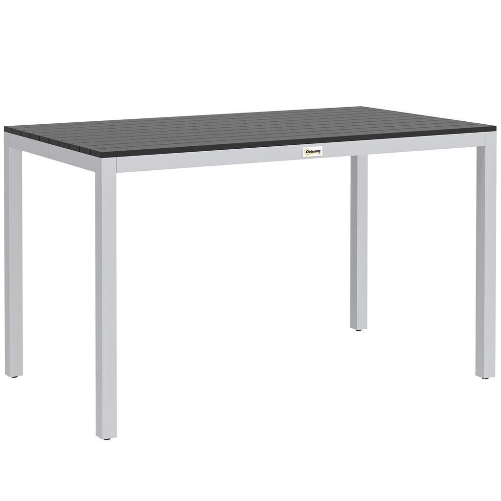 Garden Table, Aluminum, 120x70 Cm, Weatherproof Balcony Table with Wood Look, for 4-6 People, Black