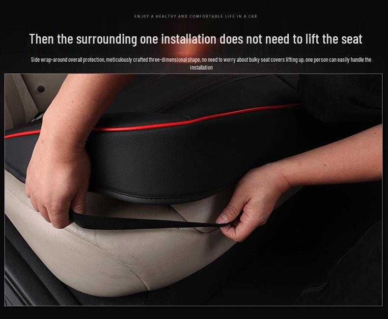 Universal Perforated Leather Car Seat Cushion, Breathable, All-Season, Full Surround, No Backrest, Single Piece