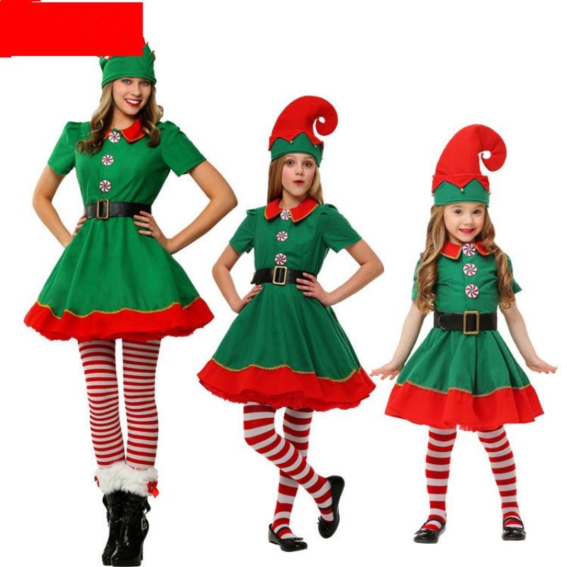 

Christmas clothing clothes children s cute elf parent-child clothing adult green trendy fan 90cm