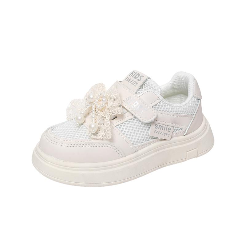 Girls Sports Shoes Princess Style Mesh Lace Bows Kids Casual Shoes Breathable 2025 New Children Running Shoes Non-slip Soft