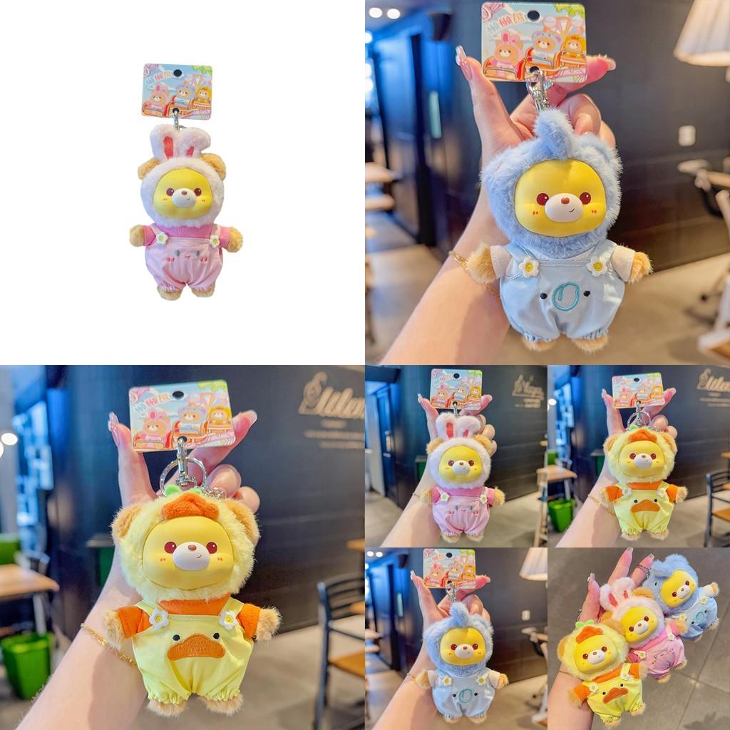 Rabbit Elephant Hat Bear Plush Keychain With Soft Fabric And Adorable Face For Bag Charm And Gift