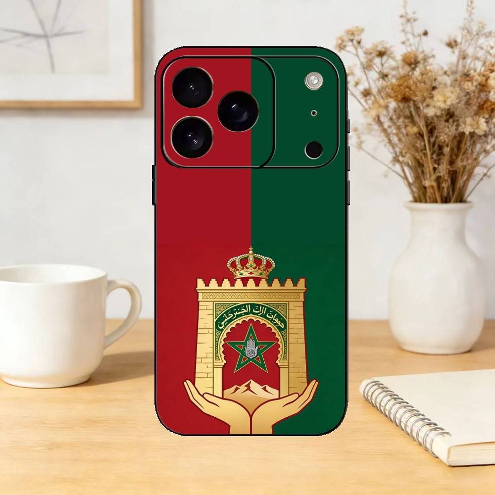 

M-Morocco Flag Phone Case For iPhone 17,16,15,14,13,12,11 Plus,Pro Max,SE4Soft Silicone Black Cover iPhone17PRO
