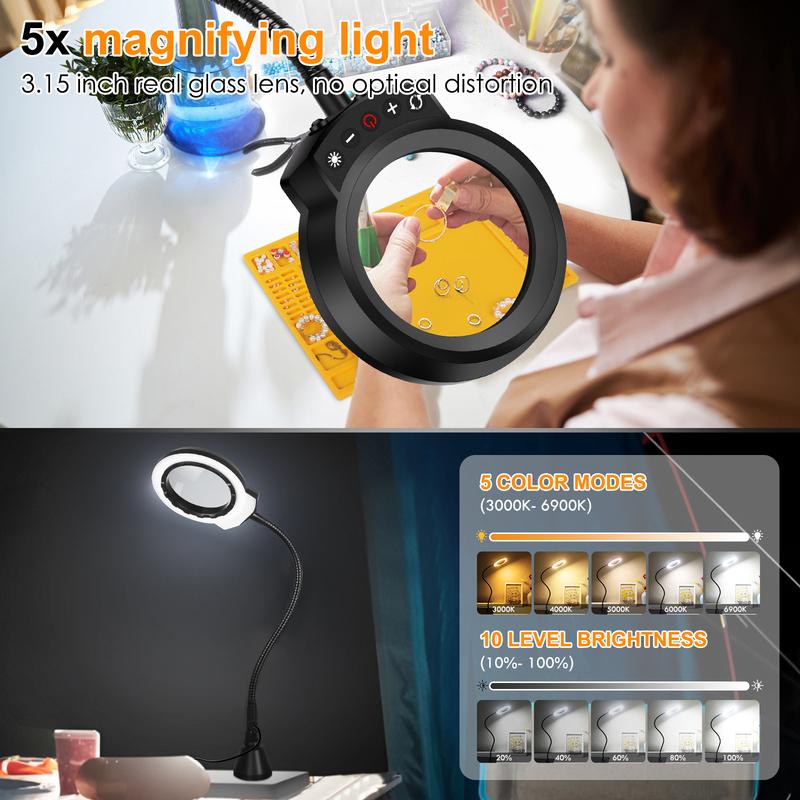 Toolour Magnetic Helping Hands Soldering Station with Heavy-Duty Steel Base/Welding Silicone Pad/5X Magnifying Lamp/4PCB Holder