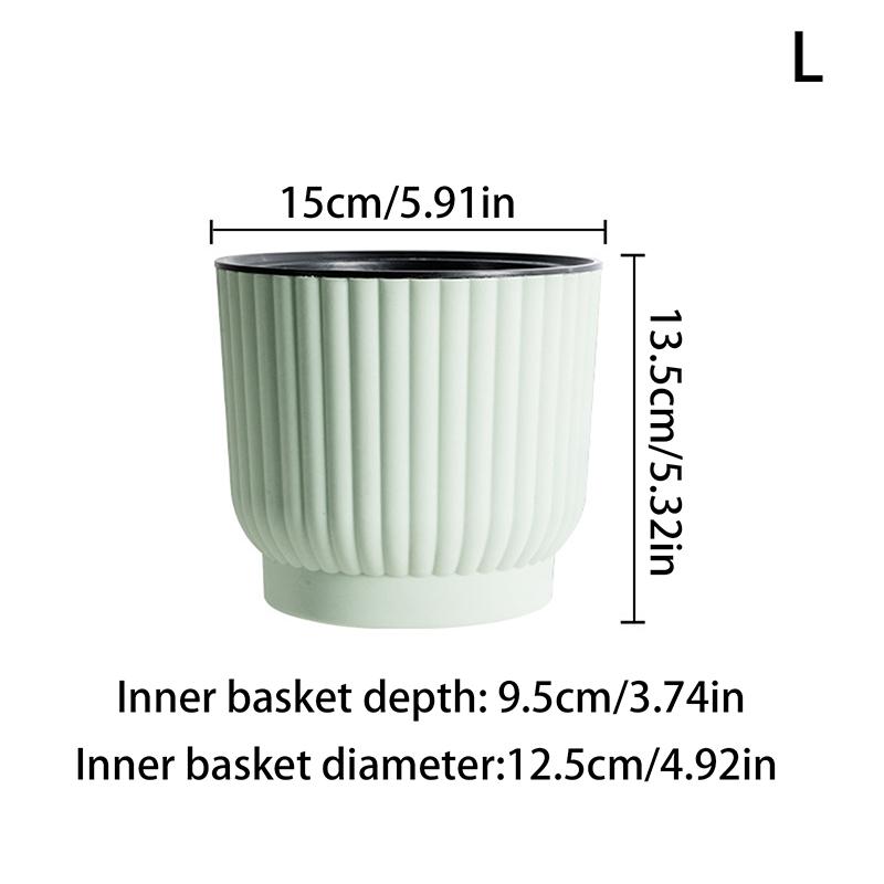 Lazy Self Watering Plastic Flower Pot Double Layer Hydroponics Green Plants Bonsai Pot Vases Succulent Potted Home Office Decor