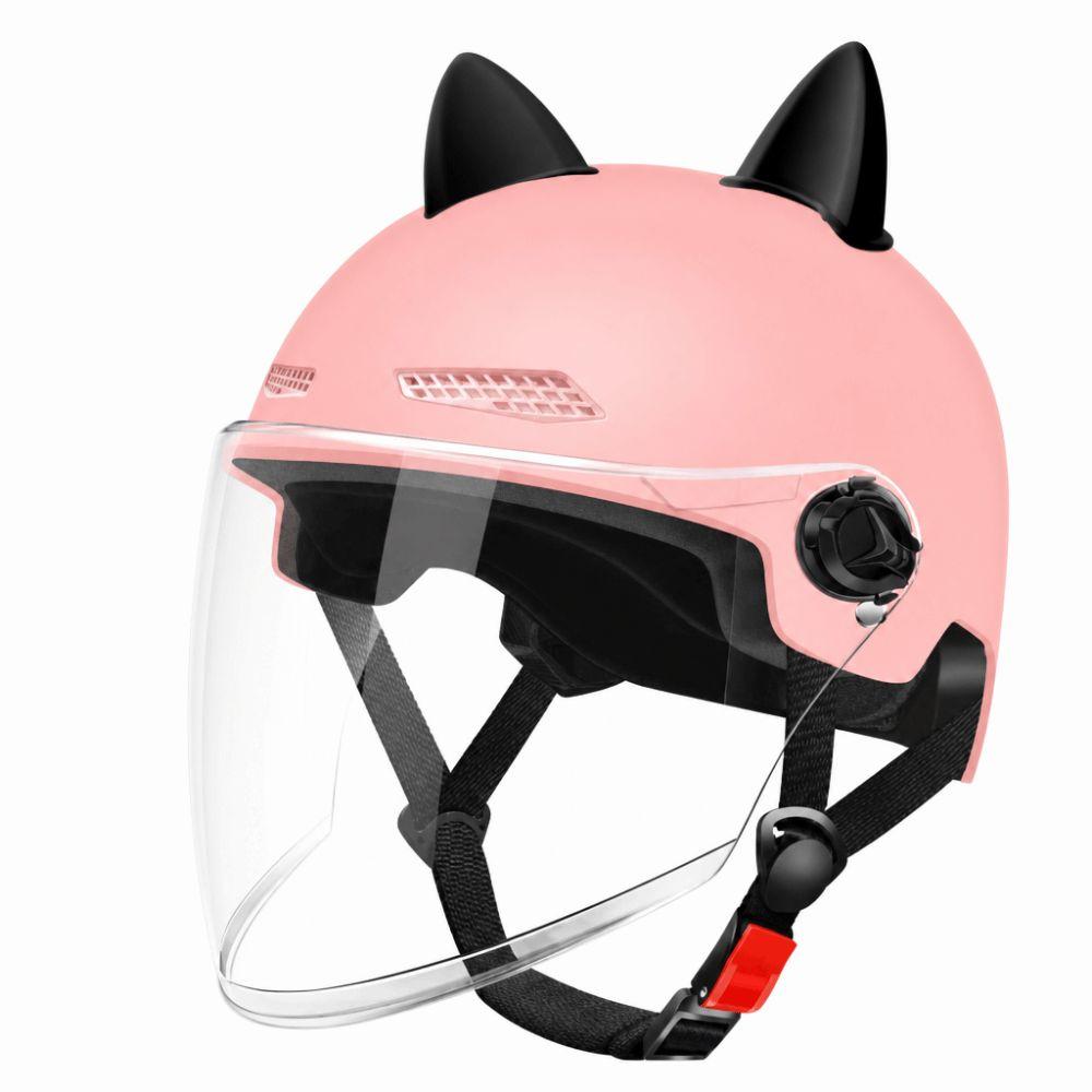 Casco Eléctrico Ajustable para Coche Decoración de Orejas de Gato Casco de Equitación Casco de Motocicleta Mujer