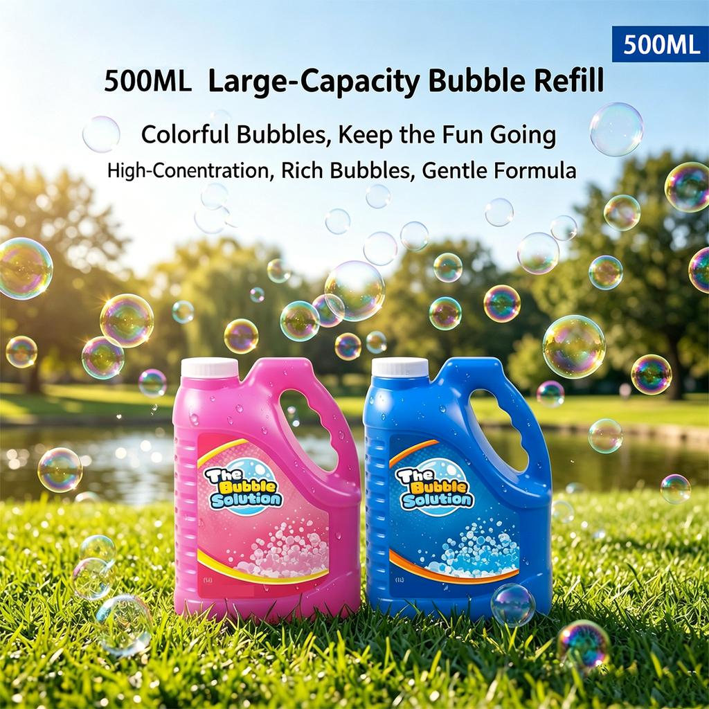 Bubble Solution Refill 500Ml Non-Toxic Liquid For Kids Safe Bubble Machine Refill Gentle Formula For Outdoor Fun