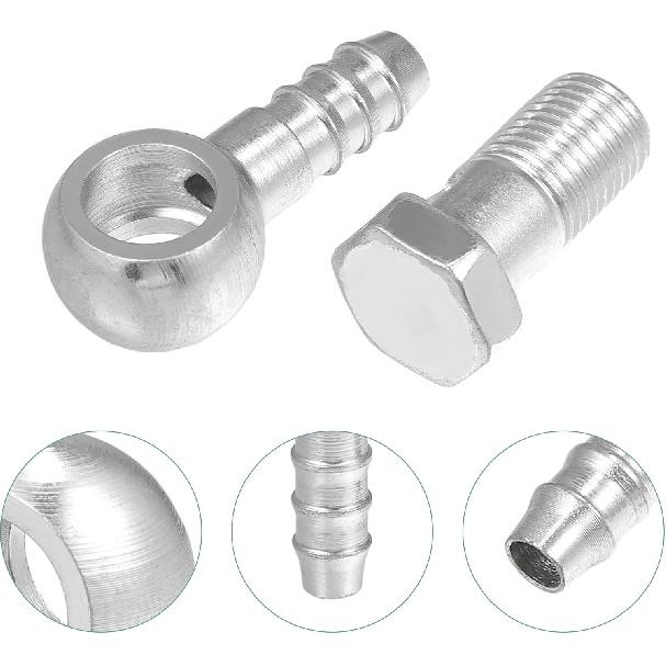 ACROPIX 14mm ID 12mm OD M14x1.5 Banjo Bolt Hose Barb Fittings Universal Banjo Fitting Fuel Line with Screw Washer for Motorcycle Silver Tone - Pack