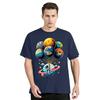 Men's Clothing Oversized T-shirt Loose Polyester T Shirt Space Astronaut Graphic Funny Print Tshirt Summer Casual O-neck Tops