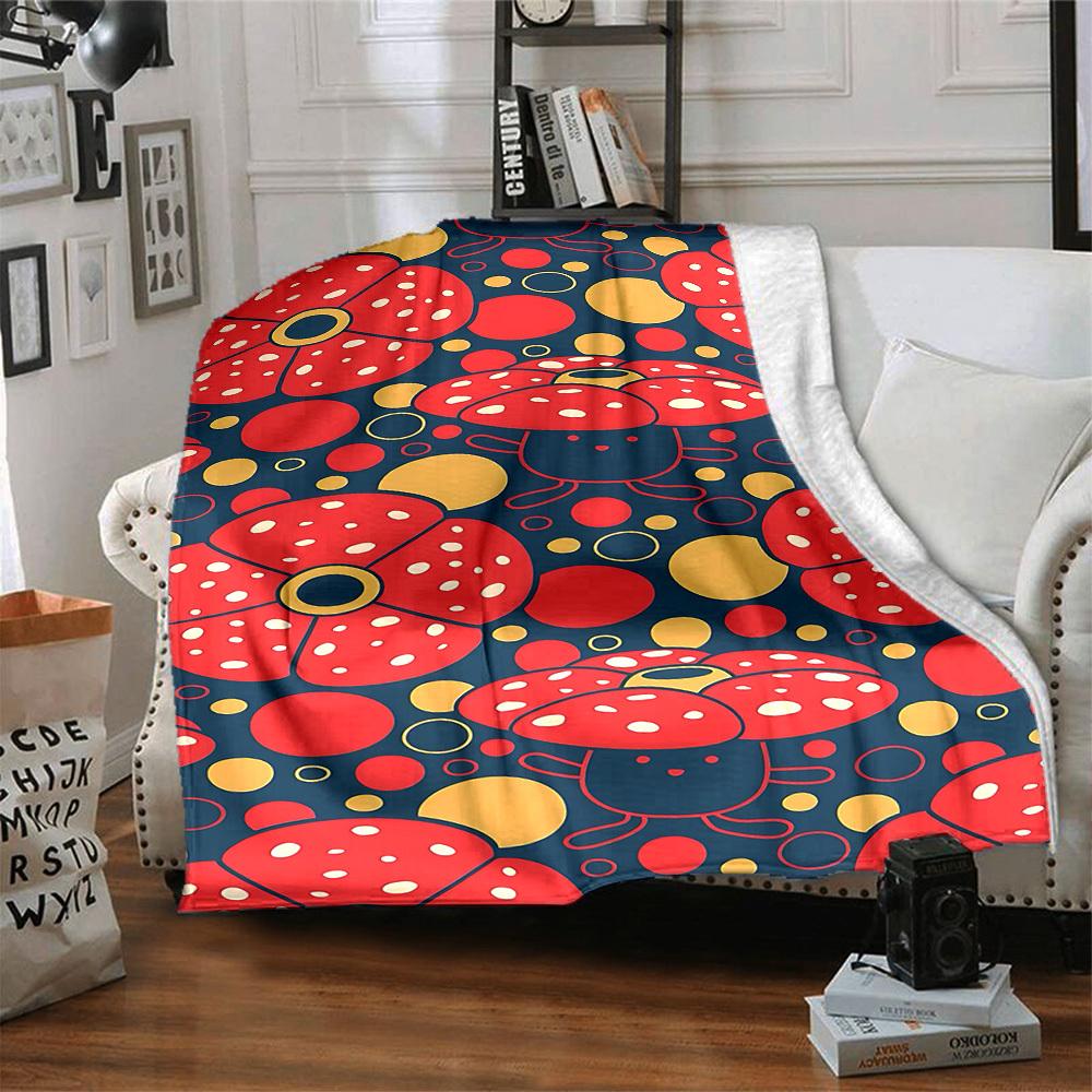 1pc Flower Dots Blanket, Lightweight Flannel Throw Blanket For Sofa, Bed, Travel, Camping, Living Room, Office, Couch, Chair, And Bed