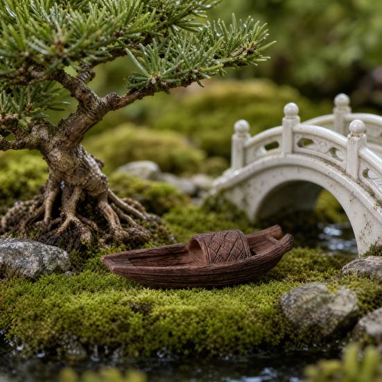 2 Pcs Miniature Boat Figurines for Fairy Garden Accessories, Resin Mini Ship Models for DIY Micro Landscape, Sand Tray, Terrarium, Bonsai Ornament