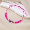 Butterfly braided bracelet, couple girlfriend beaded hand rope, alloy butterfly adjustable wax wire bracelet