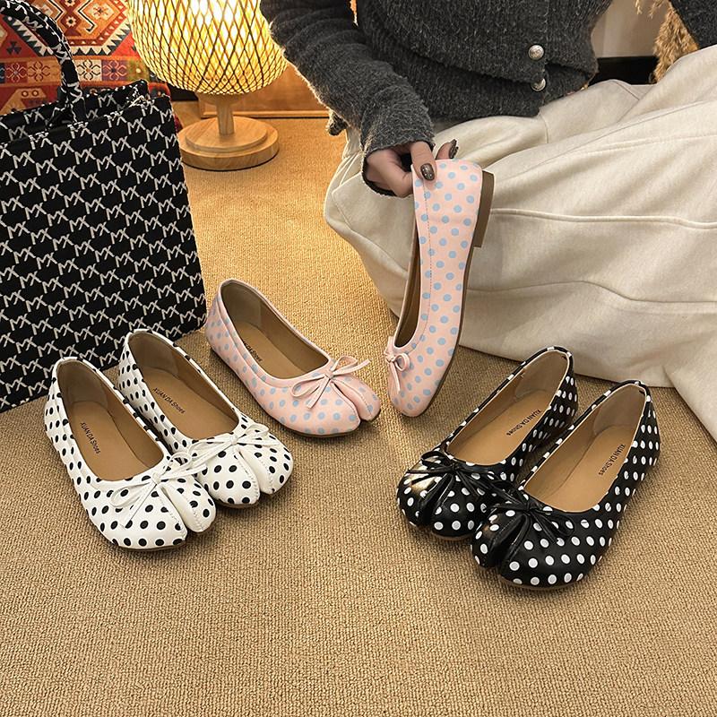 Flache Tabi Ninja Sommerschuhe mit Schleife Zehenschuhe Hufschuhe Damen Damen Bequeme Mokassins mit geteilter Zehe Loafer