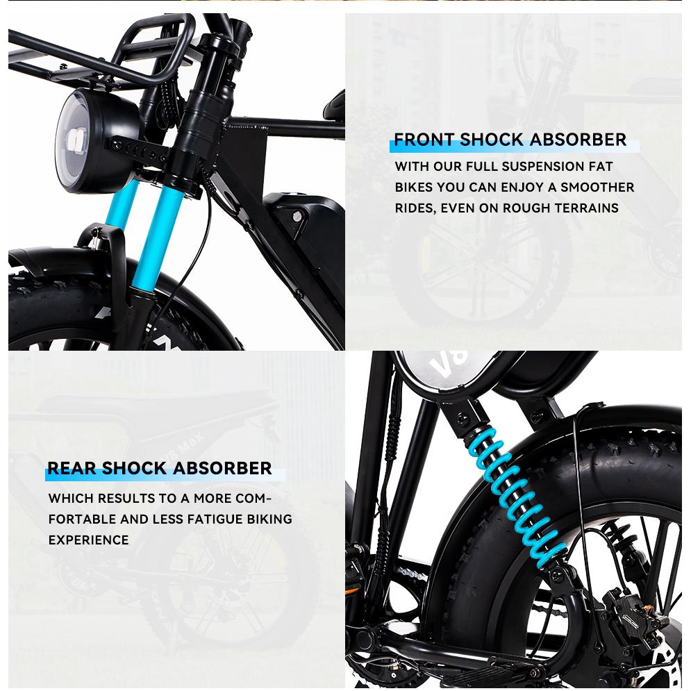 EU Warehouse AtlasTrek V8 Max Electric Fat Bike 48V 15AH Lithium Hydraulic Disc Brake Ebike Mountain Bike Brushless Motor 250W