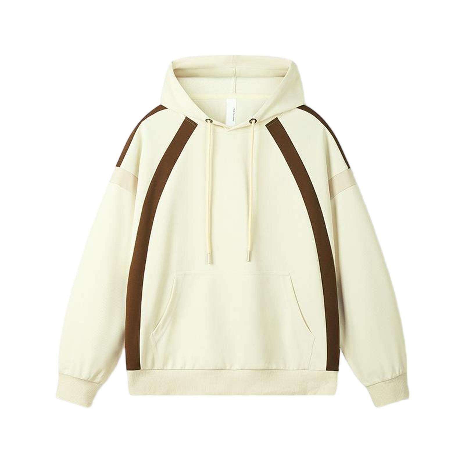 

Однотонное Свободное и Универсальное Худи Тренд Сочетание Цветов Худи Повседневный Топ с Длинным Рукавом с Открытыми Плечами XXXL бежевый