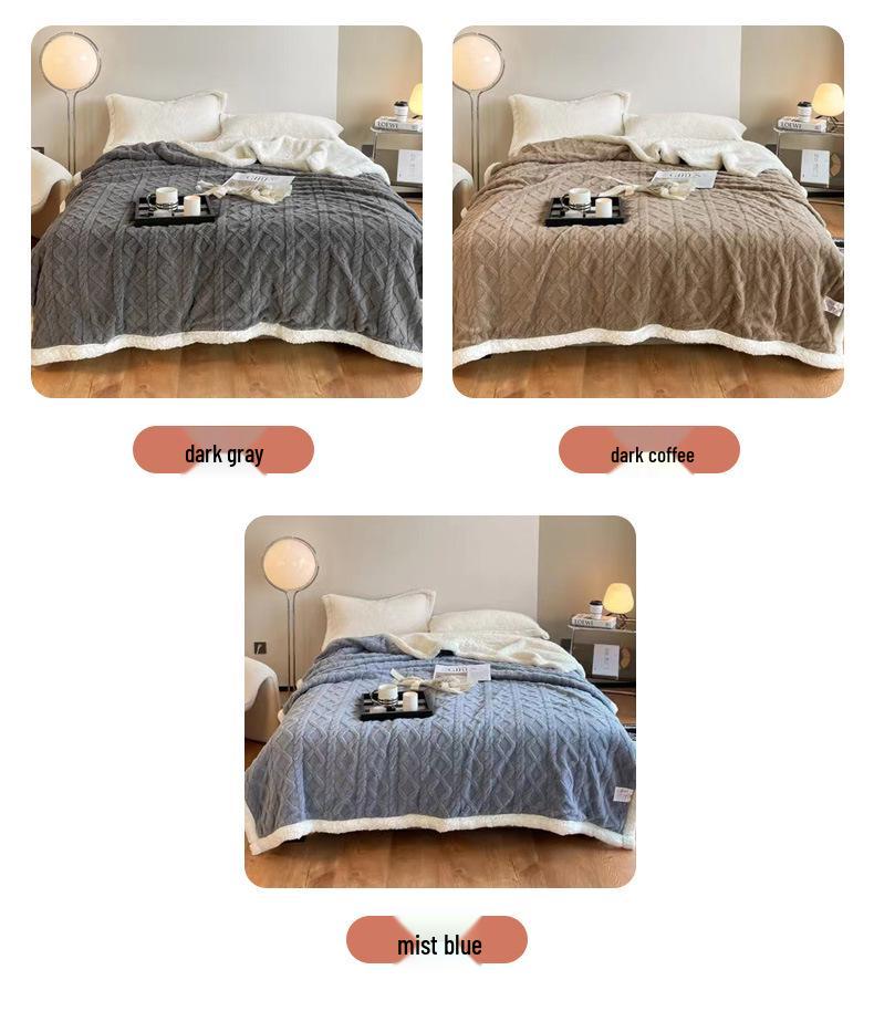 Portable Taffeta & Lambswool Nap Blanket for Students and Offices