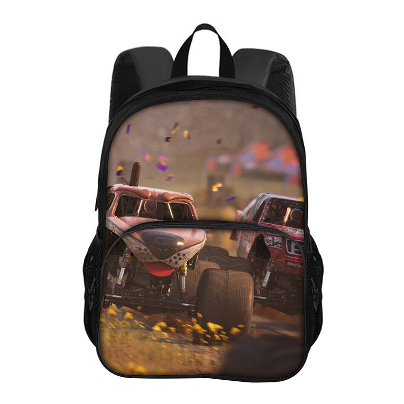 Monster Jam Round Front Bag Backpack Cartoon Print New Trendy Student School Best Campus Companion Birthday Gift