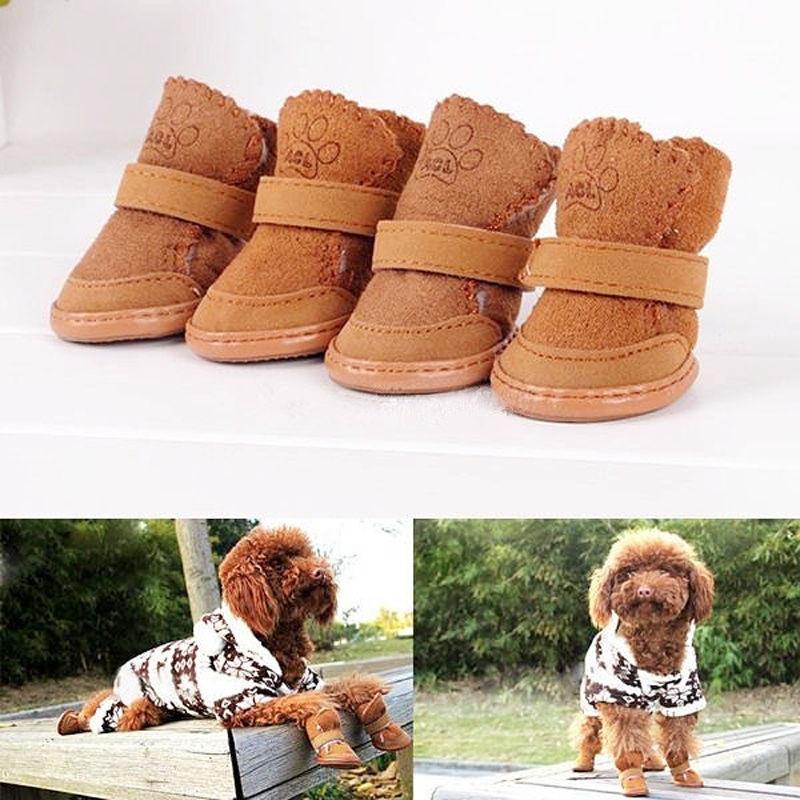 Buy Small Dog Boots AntiSlip Puppy Shoes Winter Pet Dog Protective Snow Booties New at