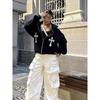 Fashion Wind Cross Print Sweatshirt Loose Sports Hoodie Printed Zipper Hooded Top