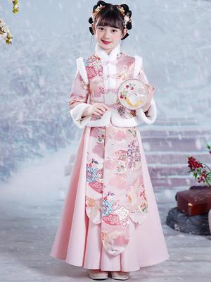 2025 Hanfu Winter Tang Suit: Girls' Chinese New Year Ancient Style Skirt Outfit