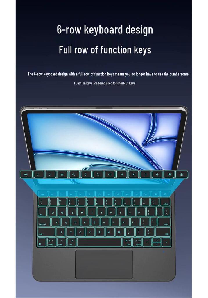 Compatible iPad Magic Keyboard A16 Aluminum Alloy Air 11 Magnetic Pro11 Tablet Case 10th Gen Protective Cover.
