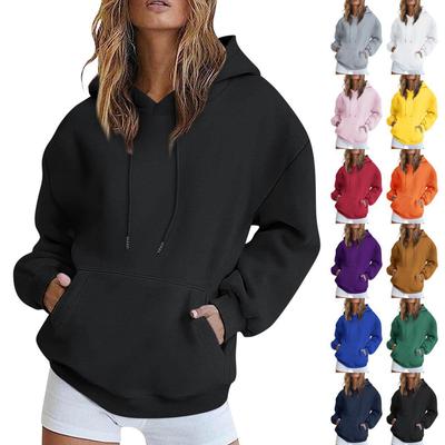 Youth Candy Color Hooded Fleece Sweatshirt for Autumn/Winter - Solid Color Drop Shoulder Design